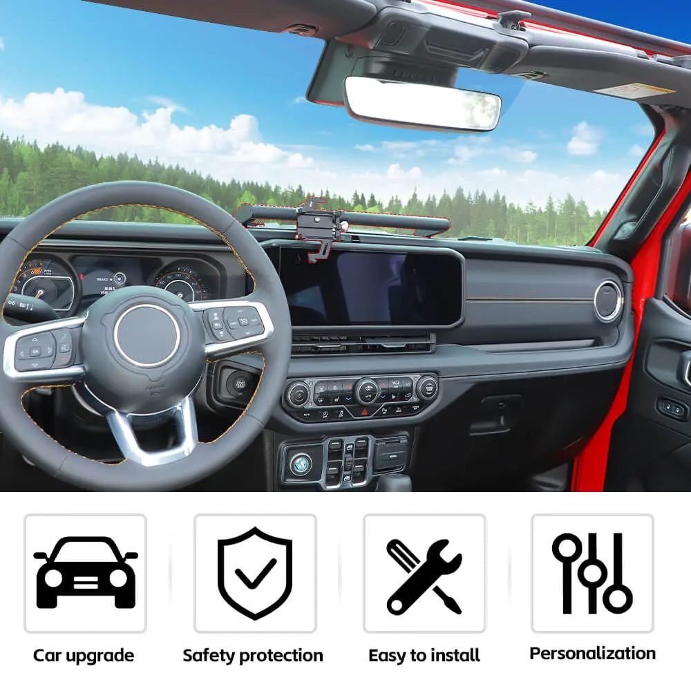 For 2024+ Jeep Wrangler JL & Gladiator JT Dashboard Mobile Phone Holder Rod Bracket - Image 3
