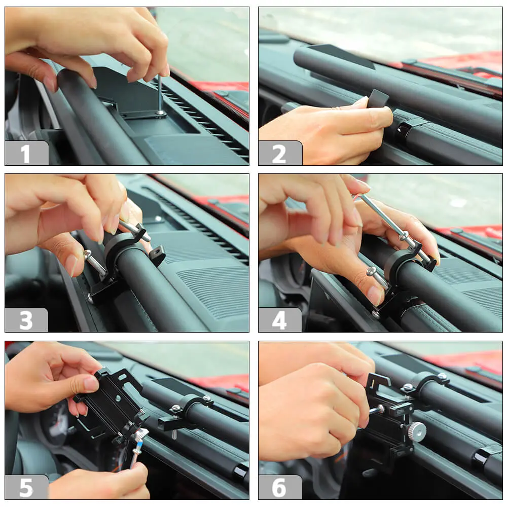 For 2024+ Jeep Wrangler JL & Gladiator JT Dashboard Mobile Phone Holder Rod Bracket - Image 5