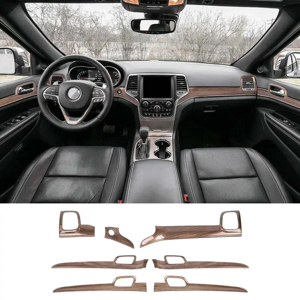 For 2014-2021 Jeep Grand Cherokee WK2 Dashboard Panel Trim & Door Handle Cover Kit(The Color Is Different From The Factory Wood Grain) - Image 12