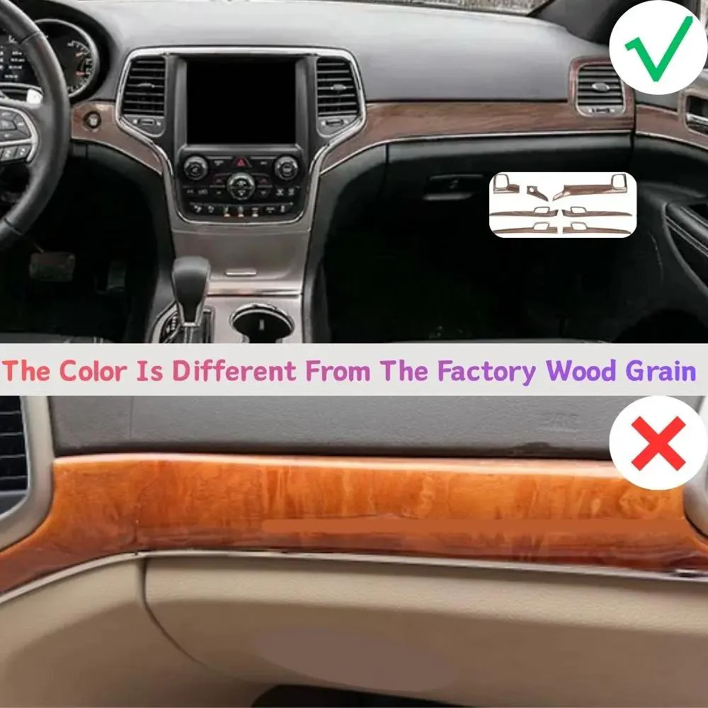 For 2014-2021 Jeep Grand Cherokee WK2 Dashboard Panel Trim & Door Handle Cover Kit(The Color Is Different From The Factory Wood Grain) - Image 13