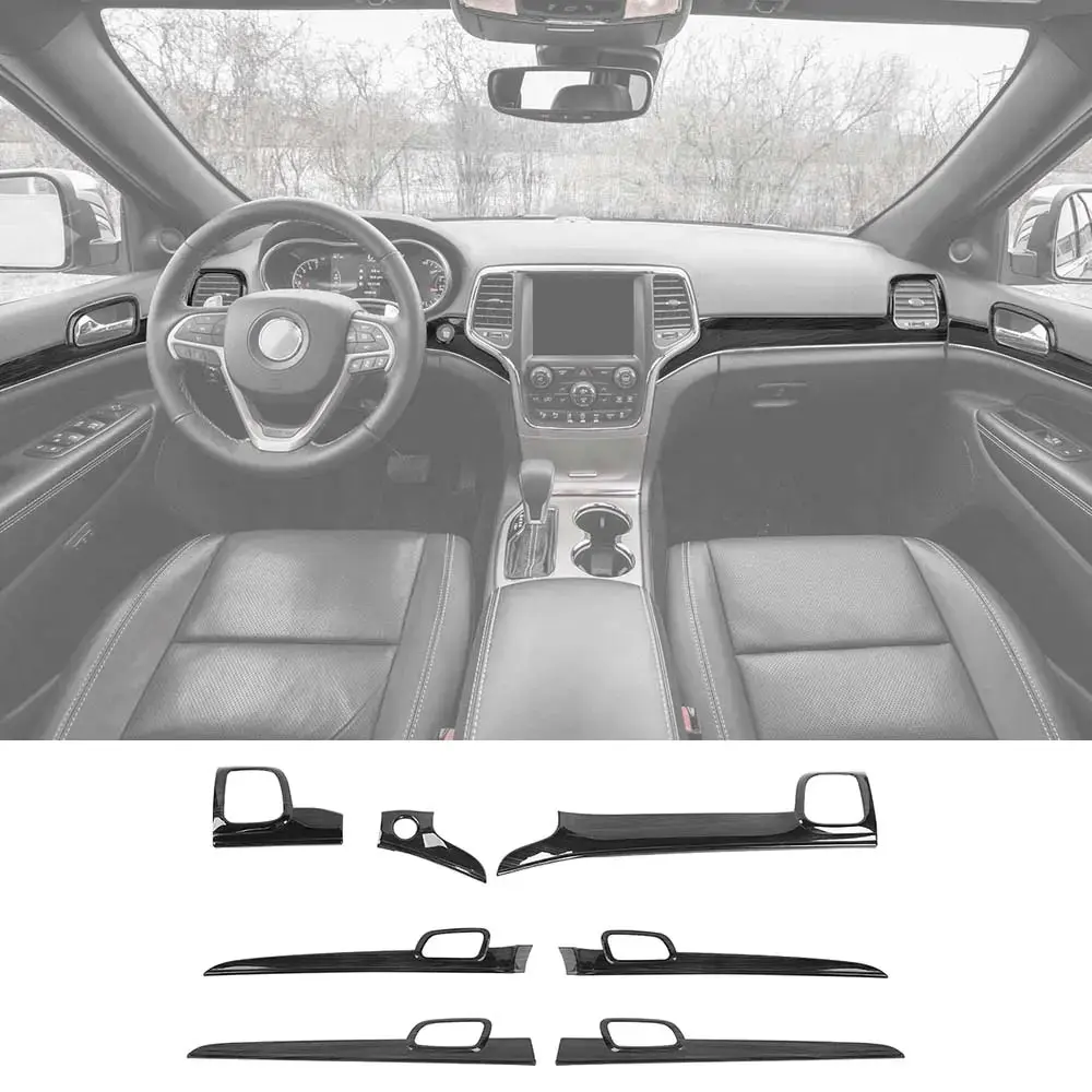 For 2014-2021 Jeep Grand Cherokee WK2 Dashboard Panel Trim & Door Handle Cover Kit(The Color Is Different From The Factory Wood Grain) - Image 14