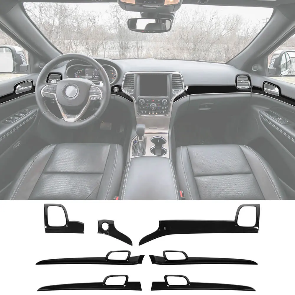 For 2014-2021 Jeep Grand Cherokee WK2 Dashboard Panel Trim & Door Handle Cover Kit(The Color Is Different From The Factory Wood Grain) - Image 15