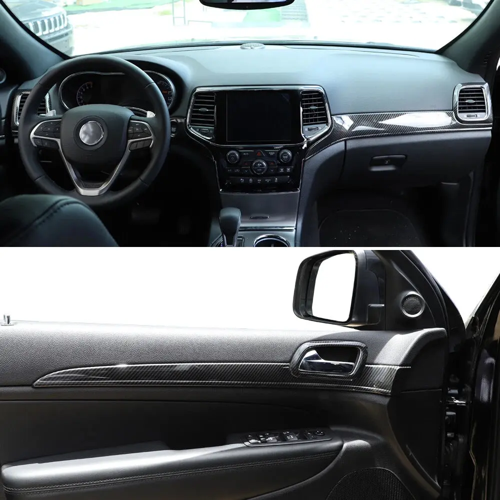 For 2014-2021 Jeep Grand Cherokee WK2 Dashboard Panel Trim & Door Handle Cover Kit(The Color Is Different From The Factory Wood Grain) - Image 5