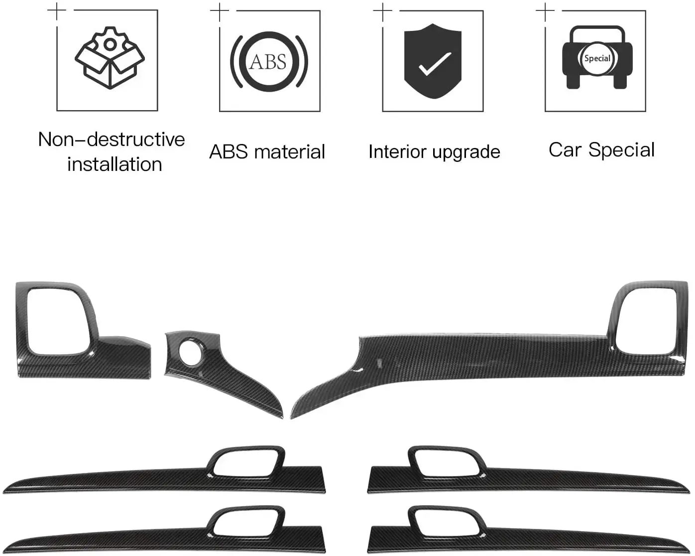 For 2014-2021 Jeep Grand Cherokee WK2 Dashboard Panel Trim & Door Handle Cover Kit(The Color Is Different From The Factory Wood Grain) - Image 6