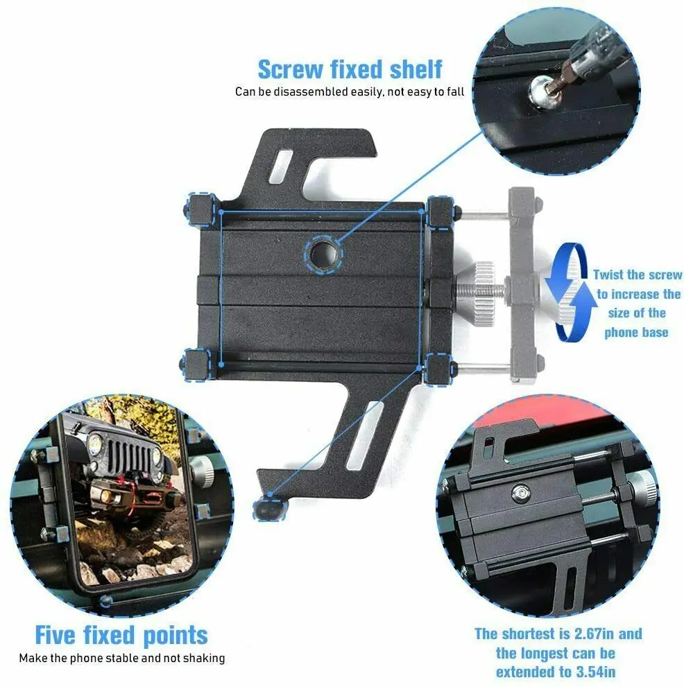 For 2011-2018 Jeep Wrangler JK JKU Dashboard Phone Holder Mount Bracket - Image 5