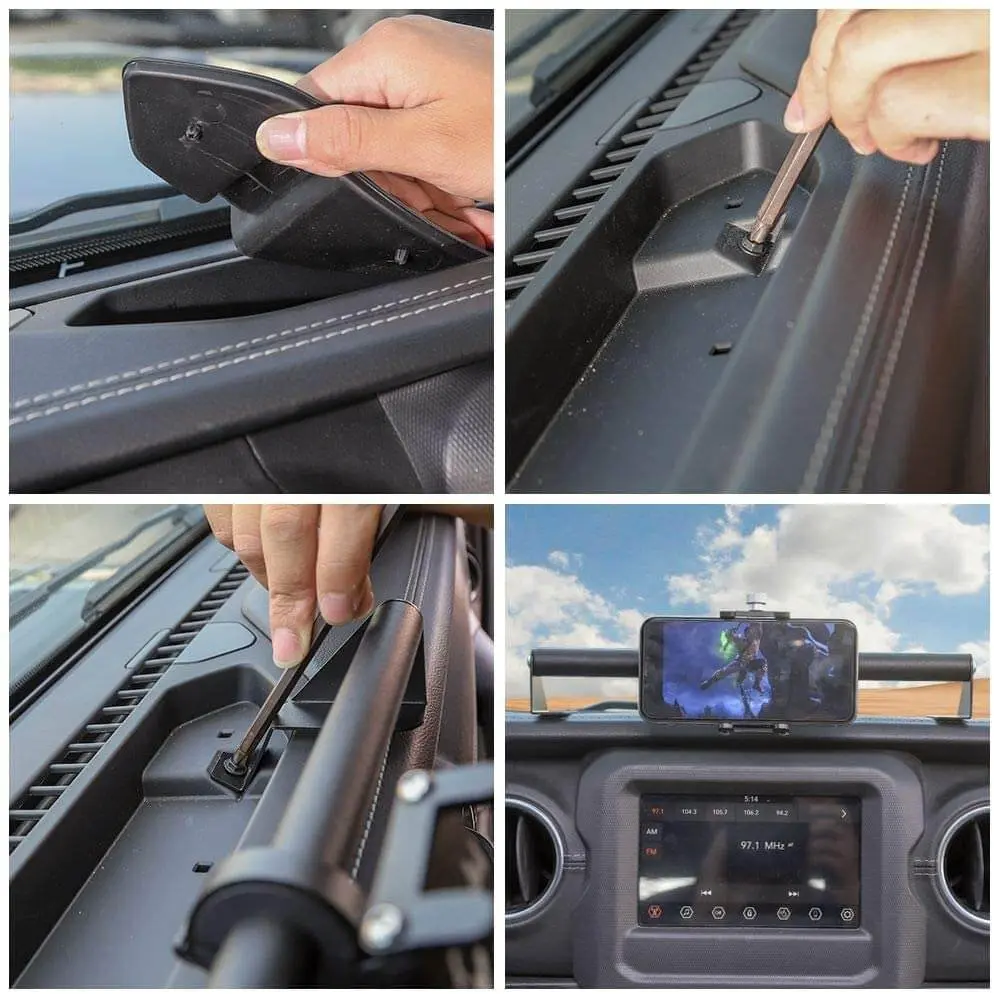 For 2018-2023 Jeep Wrangler JL JLU & Gladiator JT Dashboard Phone Holder Mobile Phone Mount Stand - Image 3