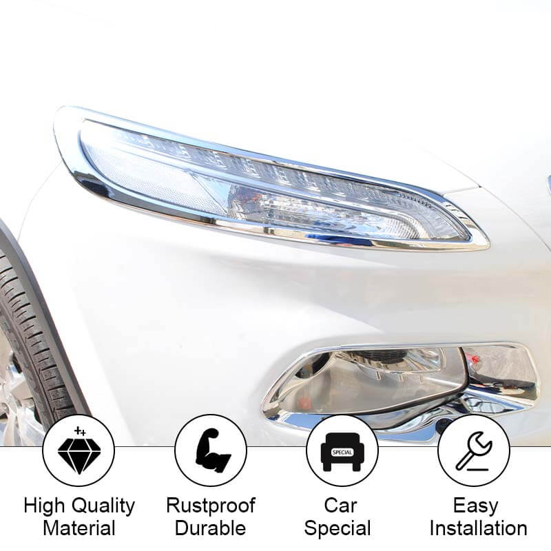 For 2014-2017 Jeep Cherokee Daytime Running Light Bezels Trim 2Pcs - Image 5