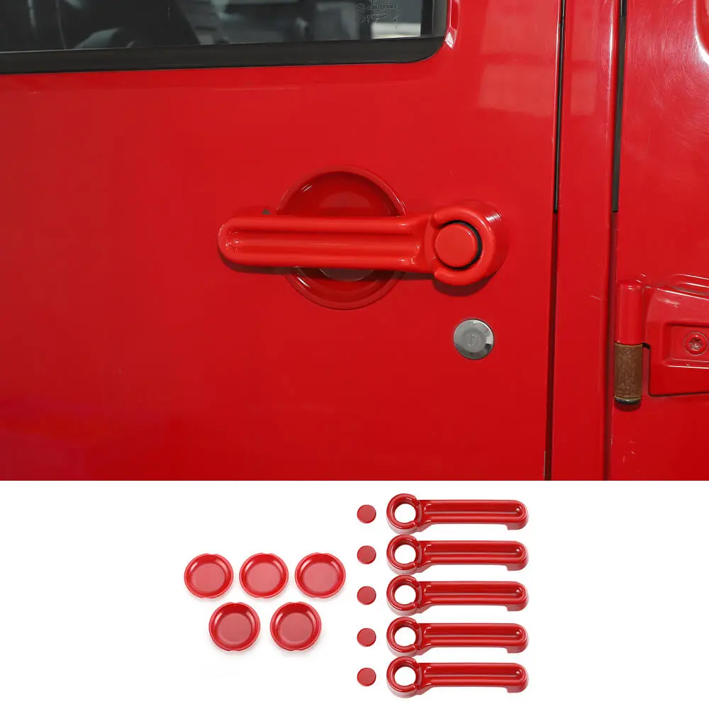 For 2007-2018 Jeep Wrangler JKU 4Door Door Handle Trim & Handles Bowl Decor Cover Kit