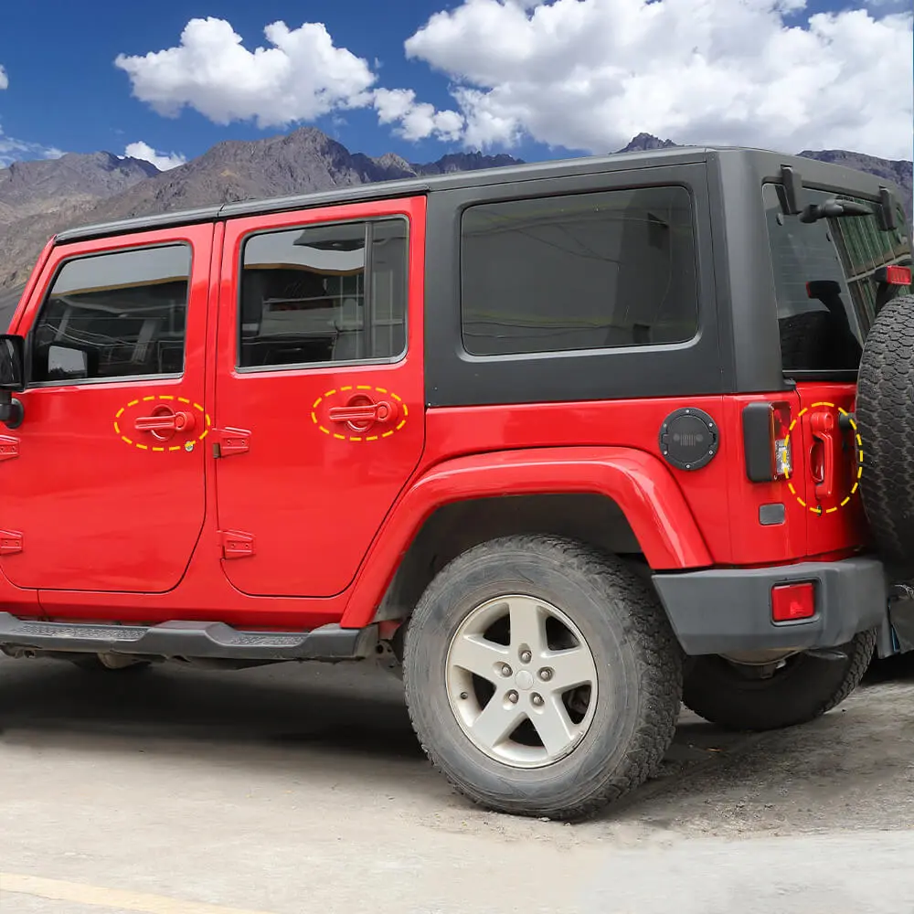 For 2007-2018 Jeep Wrangler JKU 4Door Door Handle Trim & Handles Bowl Decor Cover Kit - Image 3