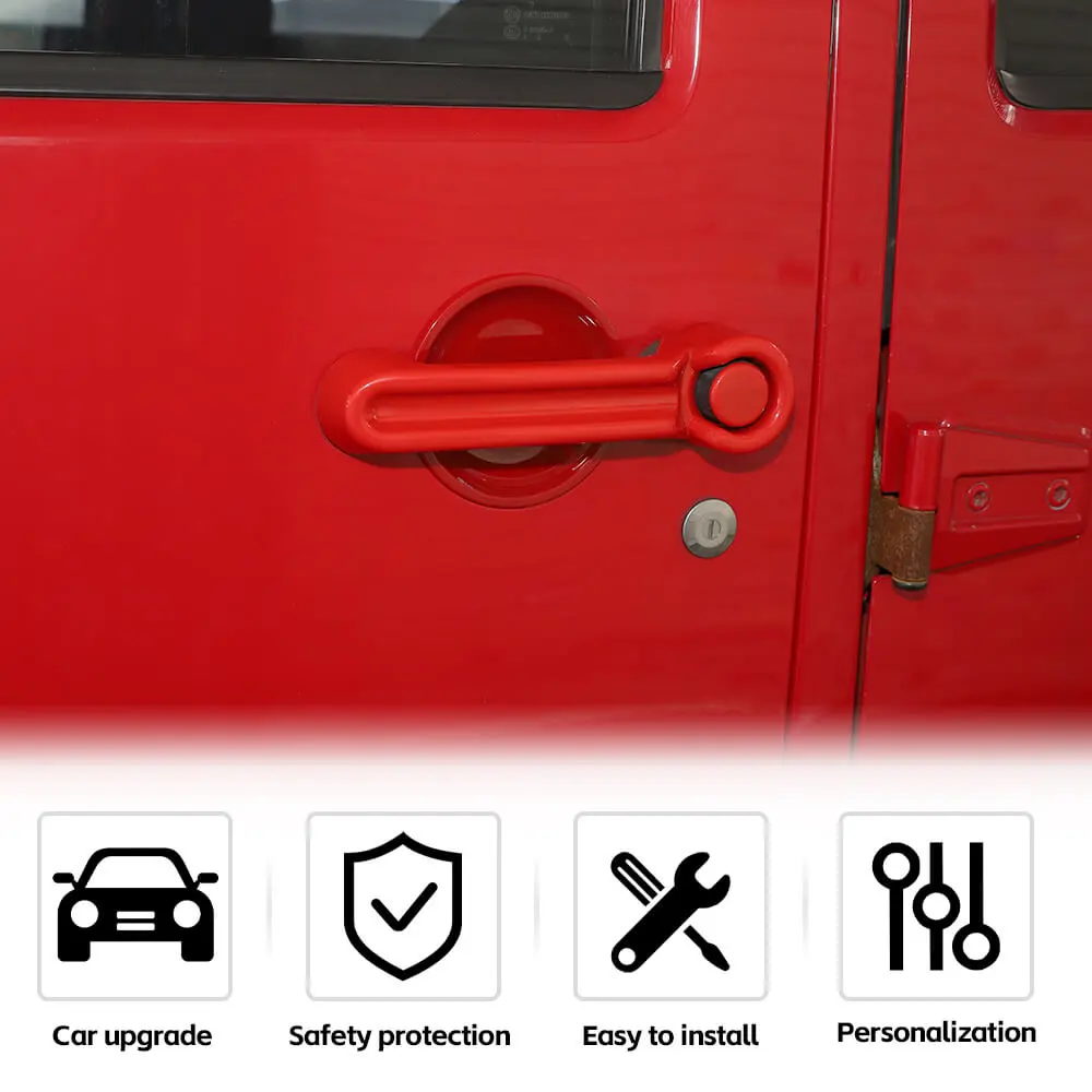 For 2007-2018 Jeep Wrangler JKU 4Door Door Handle Trim & Handles Bowl Decor Cover Kit - Image 7