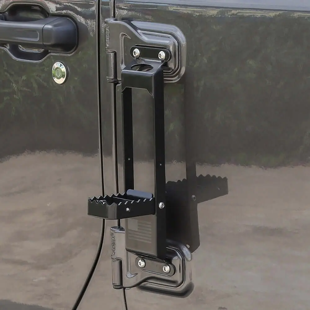 For 2007+ Jeep Wrangler JK JKU JL JLU JT Exterior Door Hinge Step Folding Foot Peg Steps Black(American Flag) - Image 3