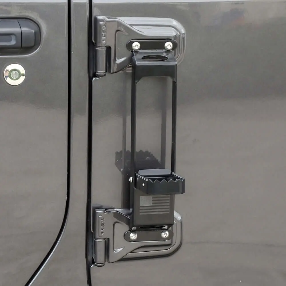 For 2007+ Jeep Wrangler JK JKU JL JLU JT Exterior Door Hinge Step Folding Foot Peg Steps Black(American Flag) - Image 4