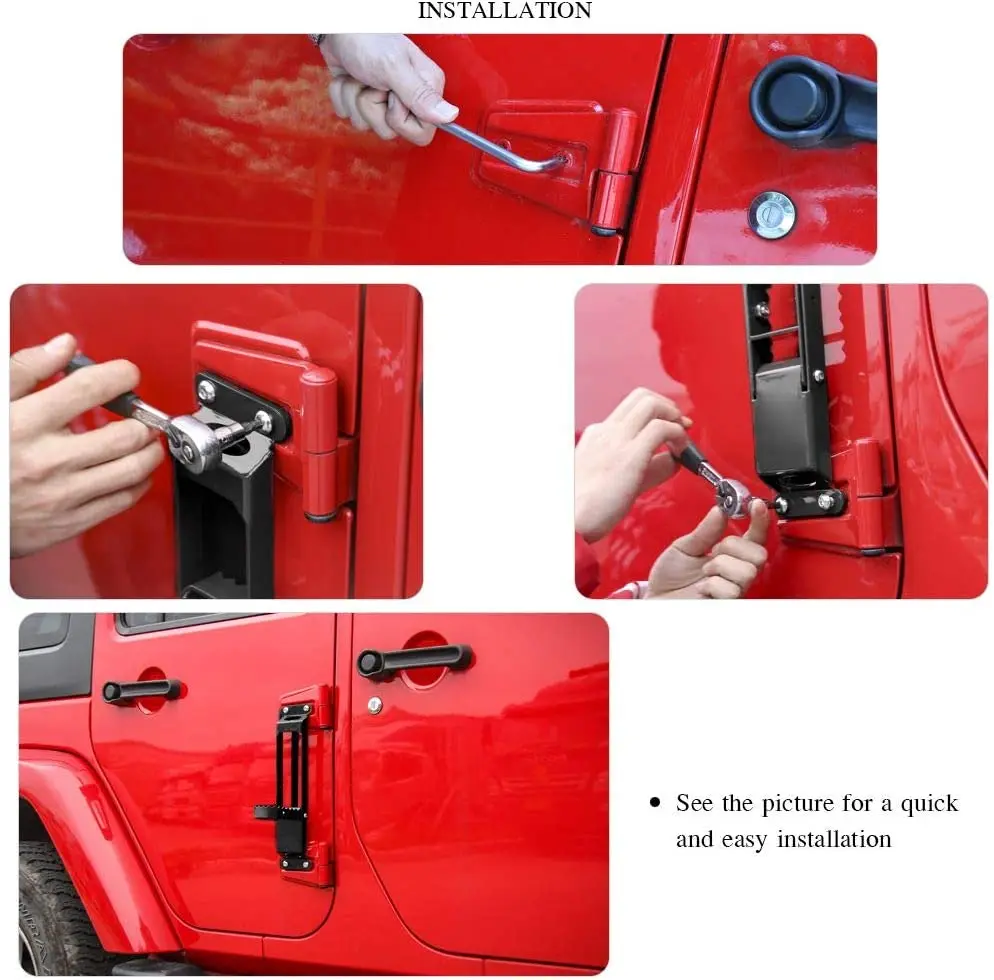For Jeep Wrangler JK JKU Wrangler JL JLU & Gladiators JT Door Hinge Step Foot Peg Pedal Foldable - Image 8