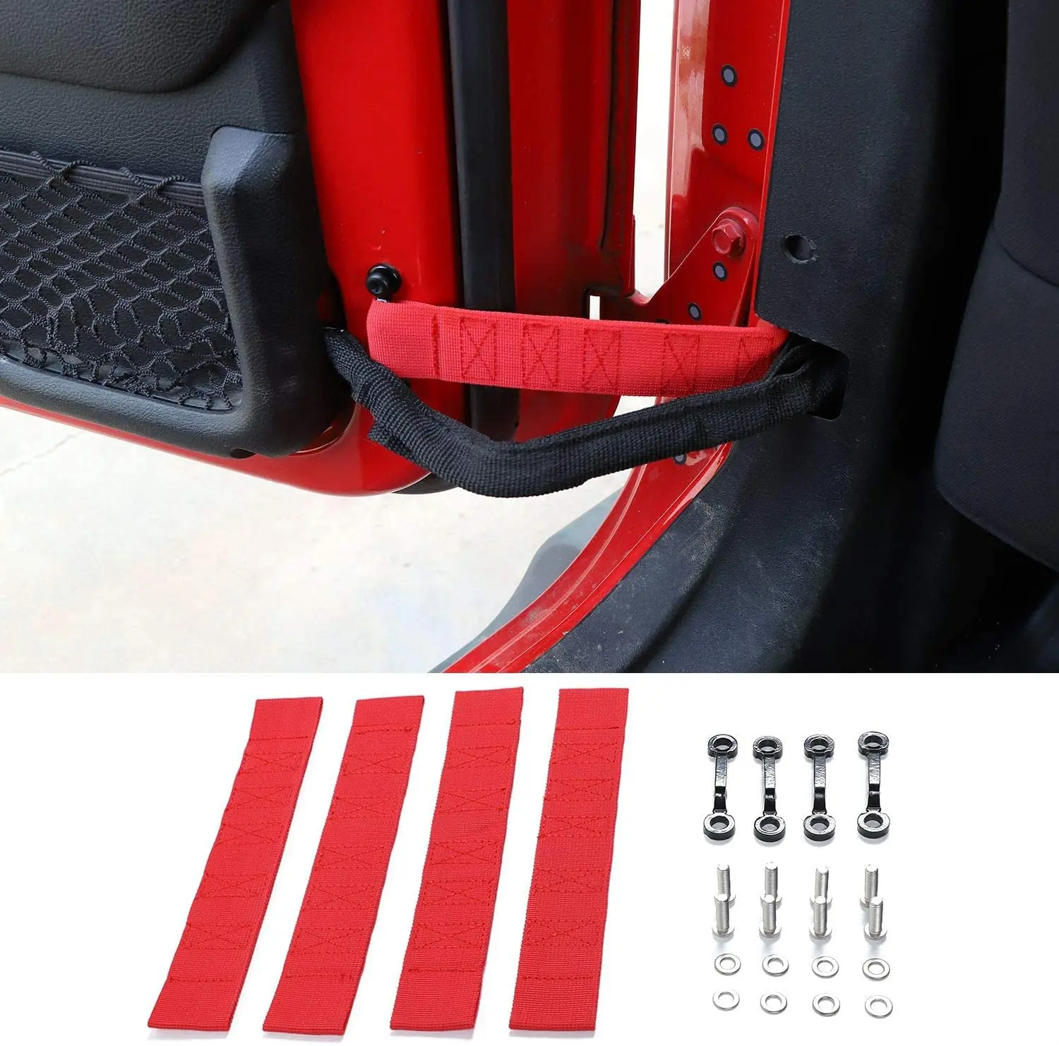 For 2007-2018 Jeep Wrangler JK JKU Door Limiting Straps Load 1000 Lb 4pcs/set