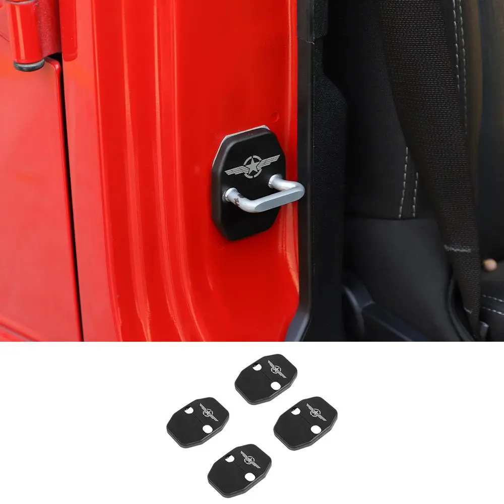 For 2007-2018 Jeep Wrangler JK JKU Door Lock Cover Trim Protective Star Wing - Image 10