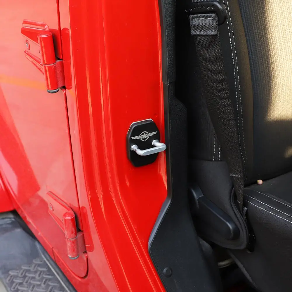 For 2007-2018 Jeep Wrangler JK JKU Door Lock Cover Trim Protective Star Wing - Image 3