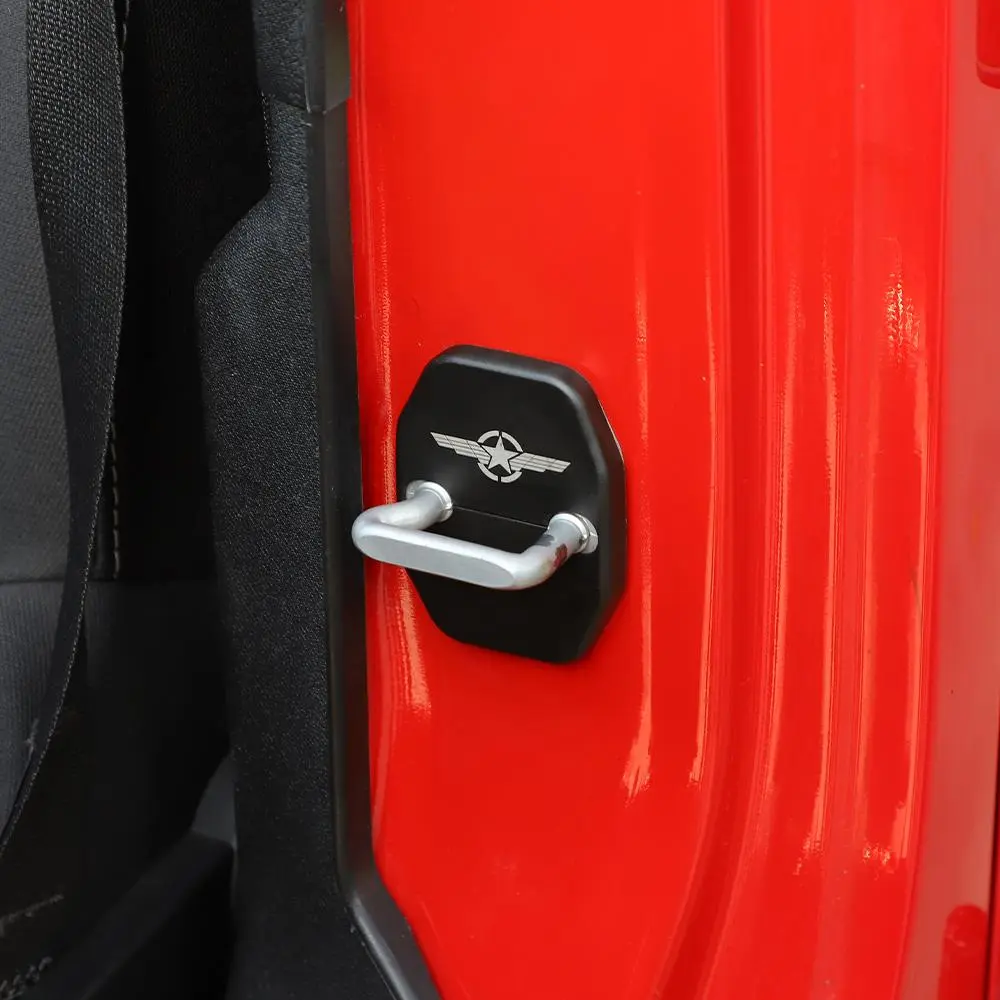 For 2007-2018 Jeep Wrangler JK JKU Door Lock Cover Trim Protective Star Wing - Image 4