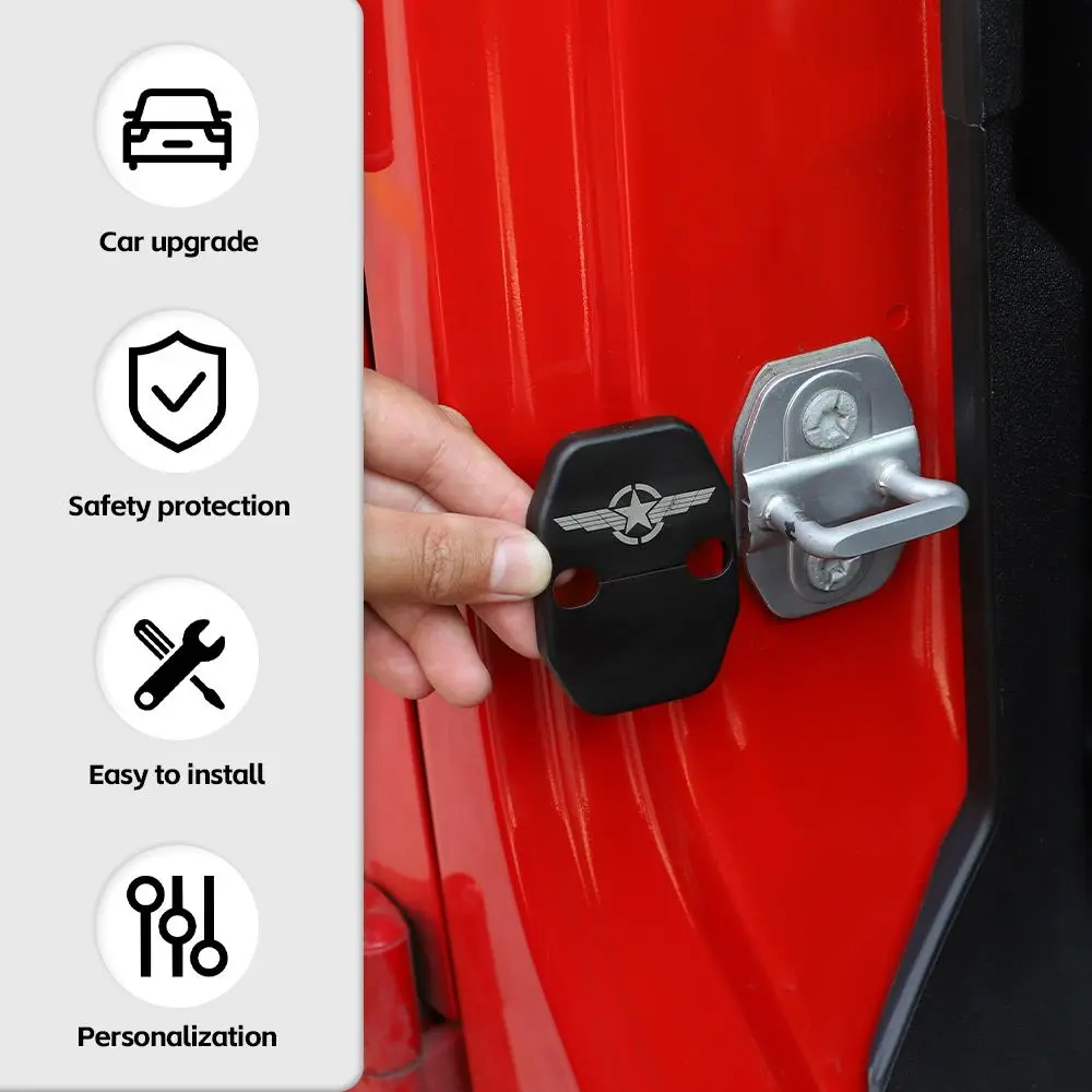 For 2007-2018 Jeep Wrangler JK JKU Door Lock Cover Trim Protective Star Wing - Image 6