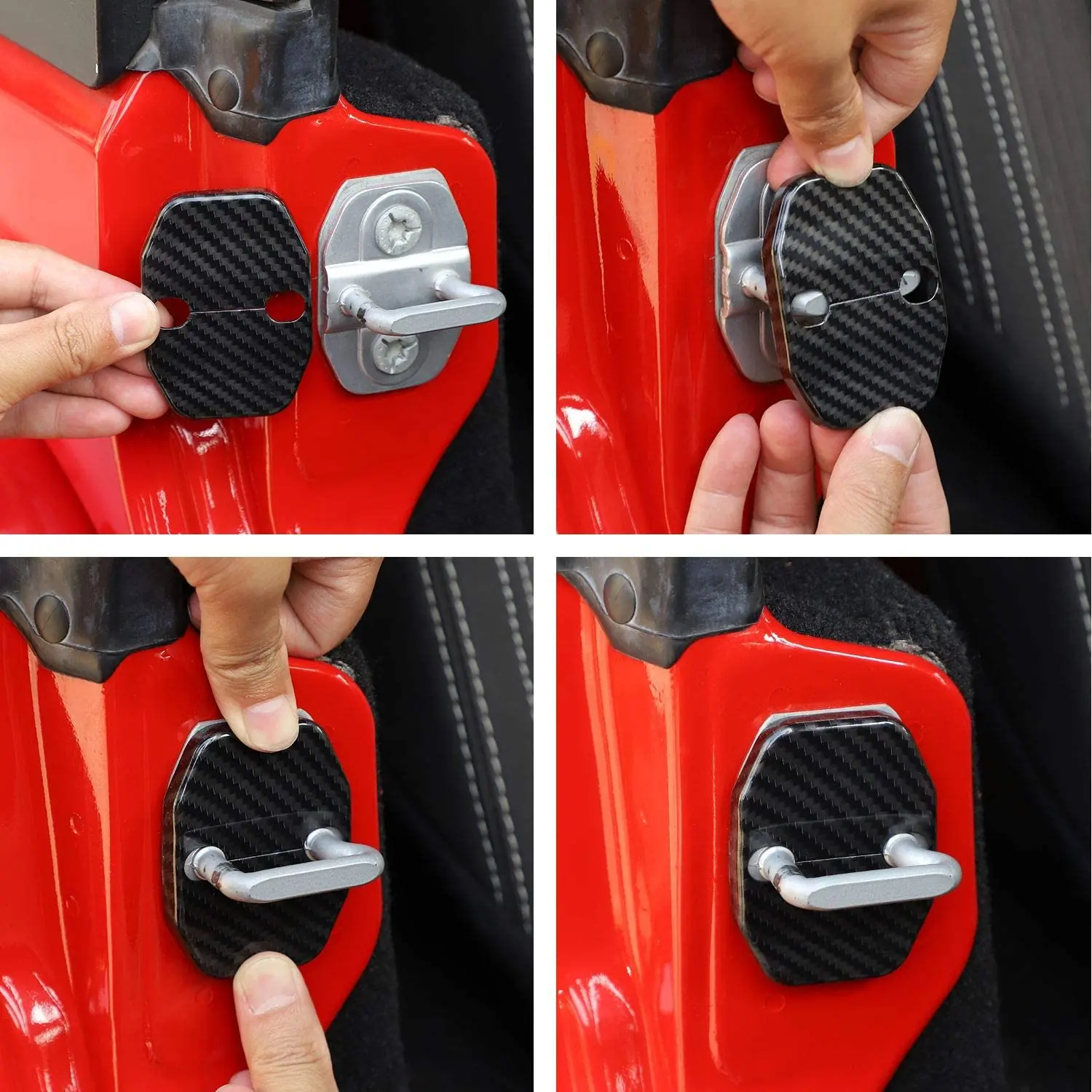 For 2007-2018 Jeep Wrangler JK JKU/ 16+ Renegade/ 14+ Cherokee/ 11+ Grand Cherokee 6x Door Lock Covers Protection Trim - Image 5