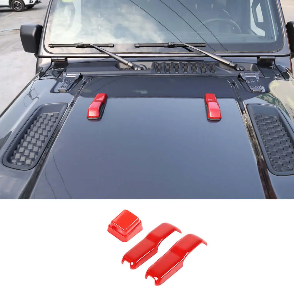 For 2018+ Jeep Wrangler JL Engine Hood Bra Trim & Rear Wiper Nozzle Trim Cover 3Pcs - Image 10