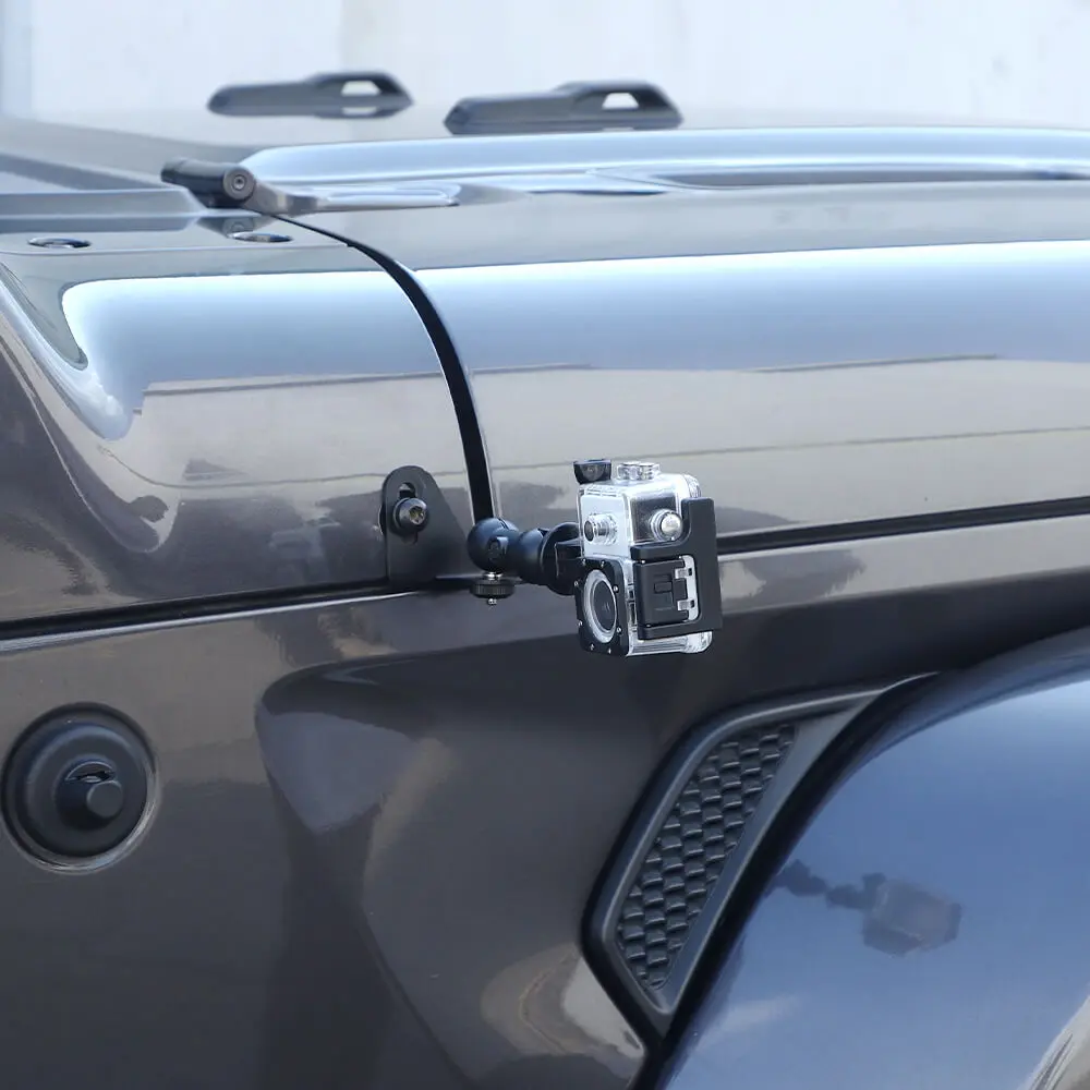 For Jeep Wrangler JK JL & Gladiator JT Engine Hood Corner Action Camera Bracket Stand - Image 2