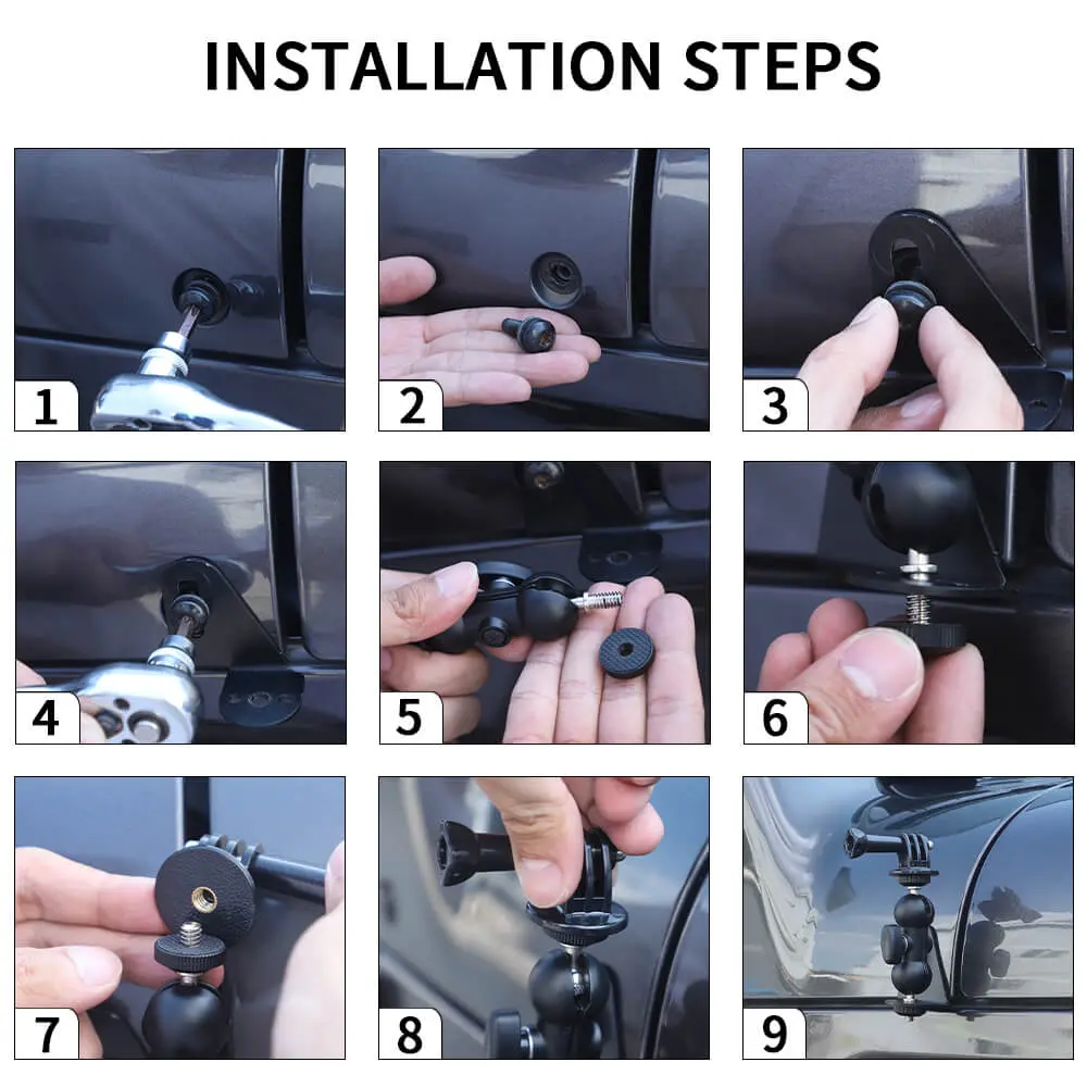 For Jeep Wrangler JK JL & Gladiator JT Engine Hood Corner Action Camera Bracket Stand - Image 4