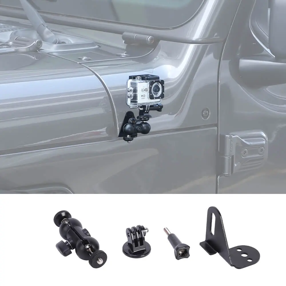 For Jeep Wrangler JK JL & Gladiator JT Engine Hood Corner Action Camera Bracket Stand - Image 8