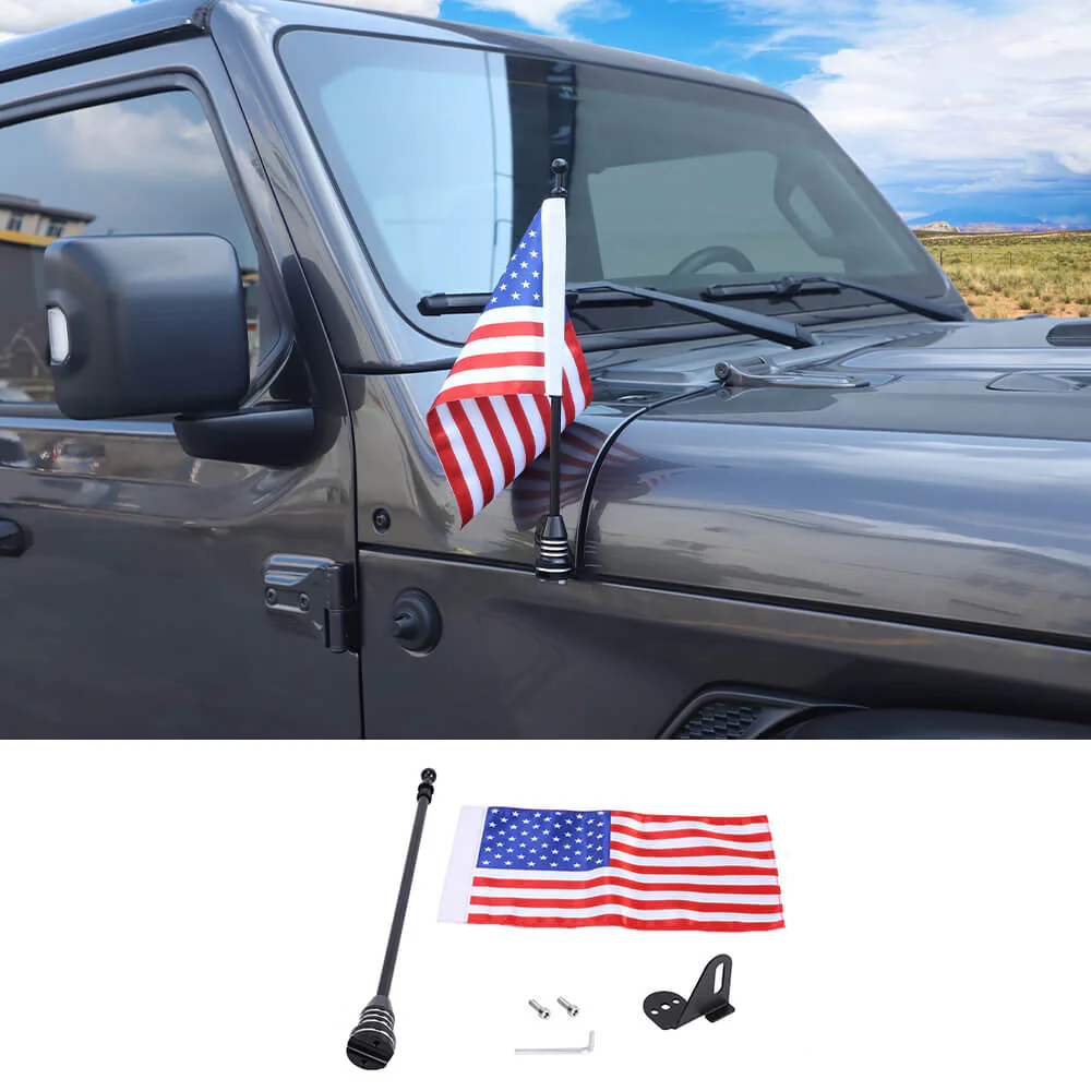For Jeep Wrangler JK JL & Gladiator JT Engine Hood Corner Side Flag Mount, Flagpole Holder Bracket - Image 10