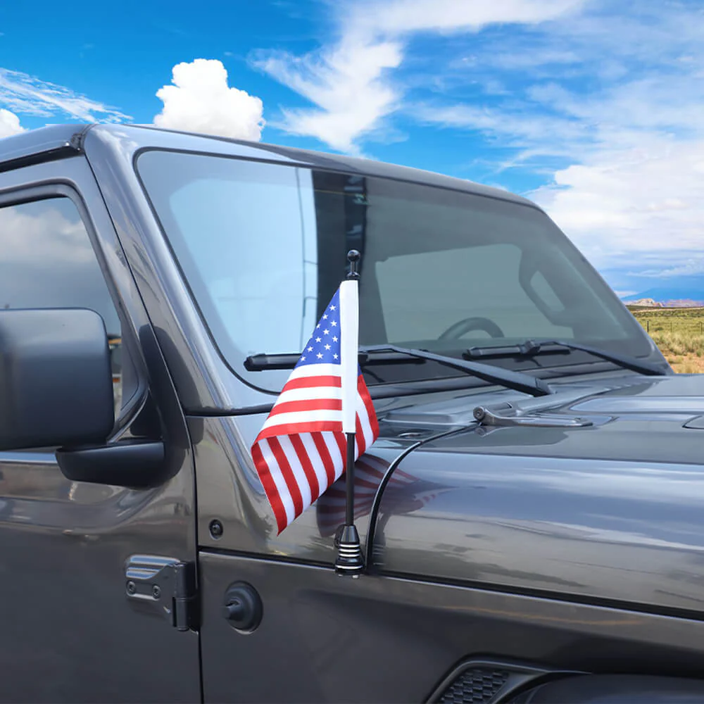 For Jeep Wrangler JK JL & Gladiator JT Engine Hood Corner Side Flag Mount, Flagpole Holder Bracket - Image 4