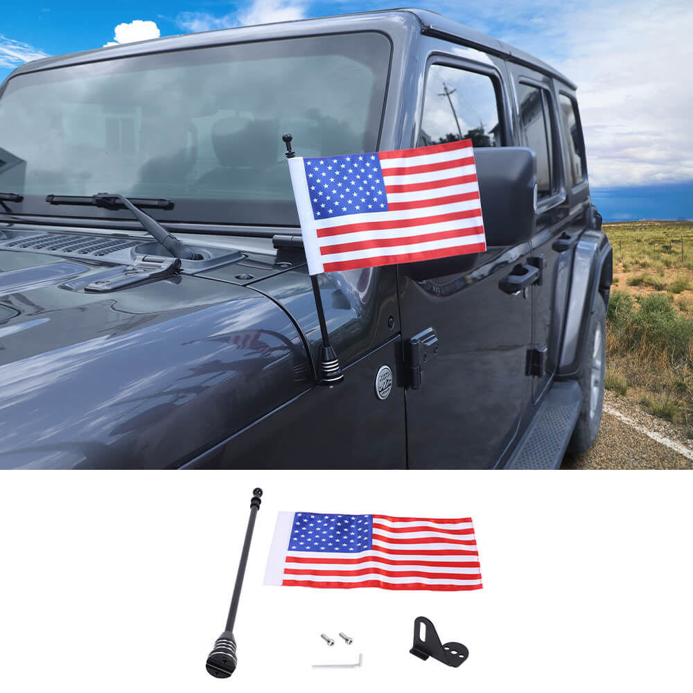 For Jeep Wrangler JK JL & Gladiator JT Engine Hood Corner Side Flag Mount, Flagpole Holder Bracket - Image 9
