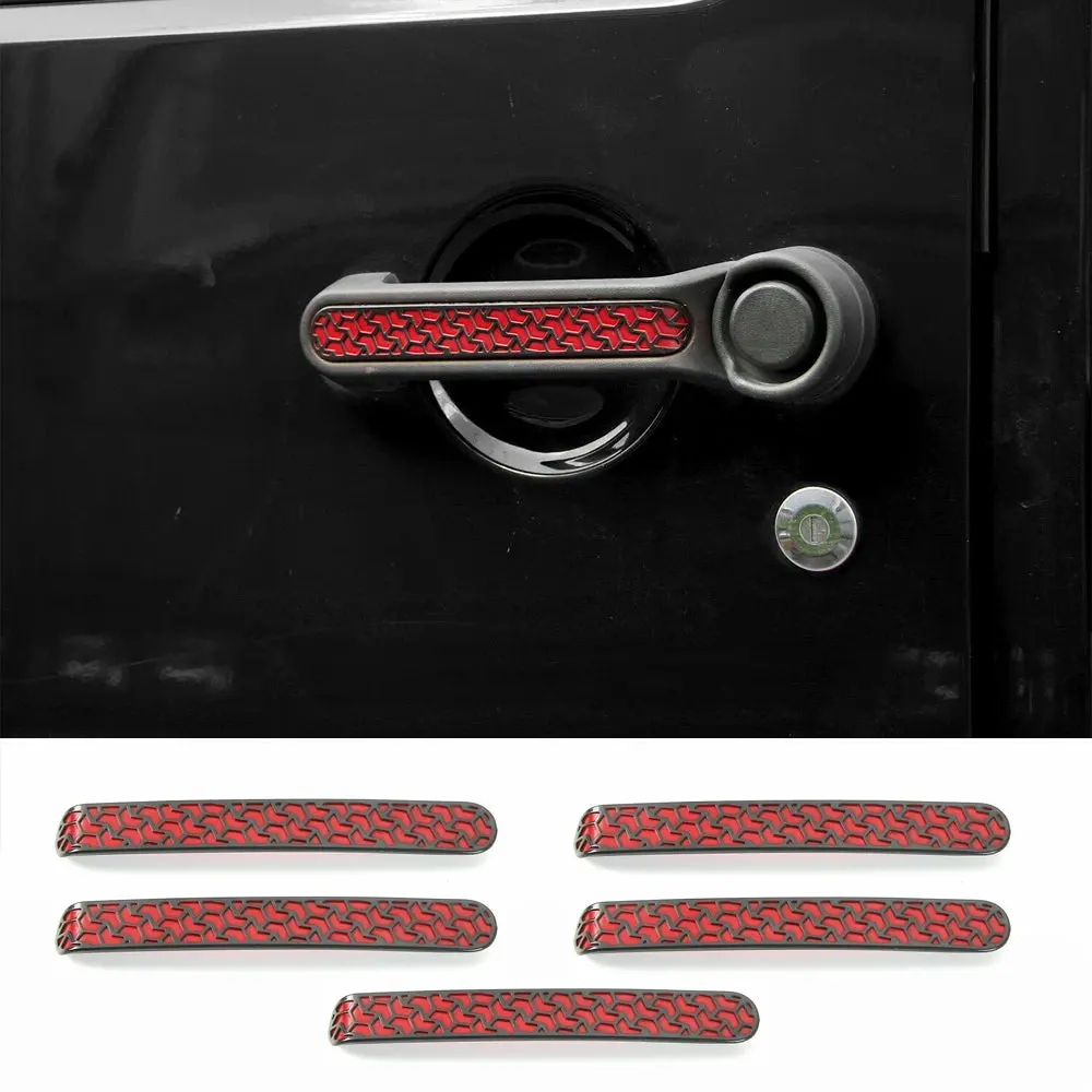 For Jeep Wrangler JKU 4Doors Exterior Door Grab Handle Insert Trim 5PCS