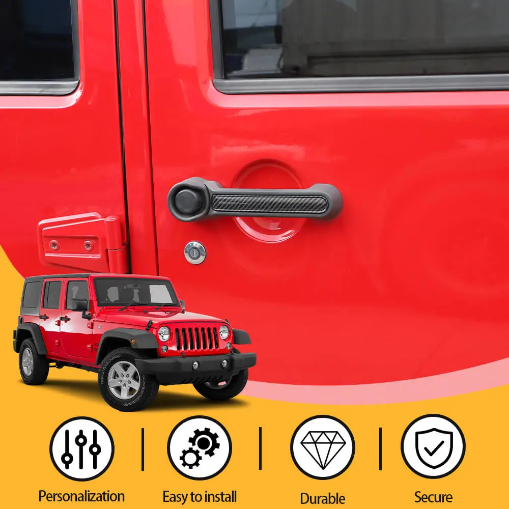 For 2007-2018 Jeep Wrangler JK 2Door Door Handle Trim Cover Strips Trim - Image 5