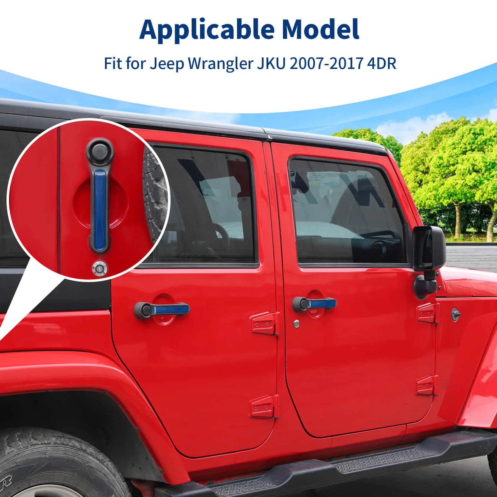 For 2007-2018 Jeep Wrangler JK JKU 4Door Door Handle Trim Insert Cover Strips - Image 4