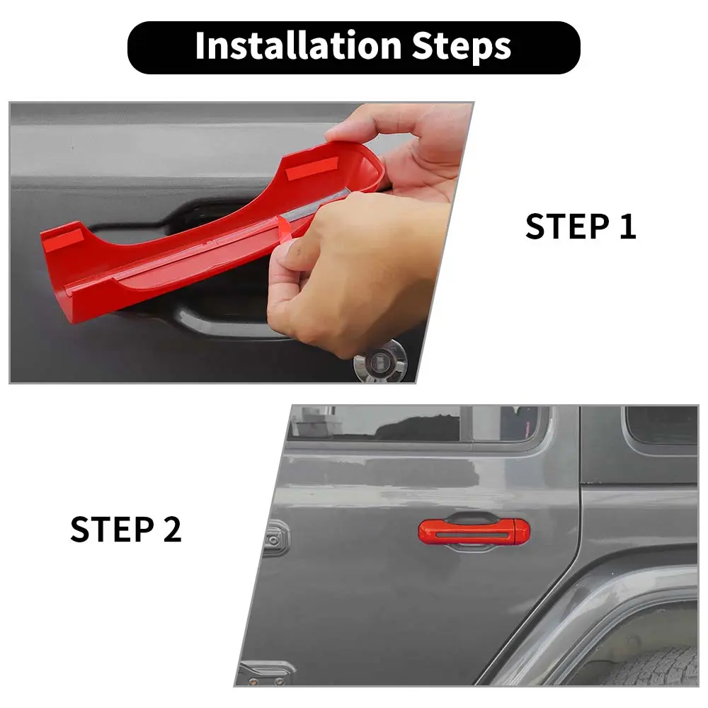 For 2018+ Jeep Wrangler JL 2-Door Exterior Door &Tailgate Handle Cover Trim Shell - Image 6