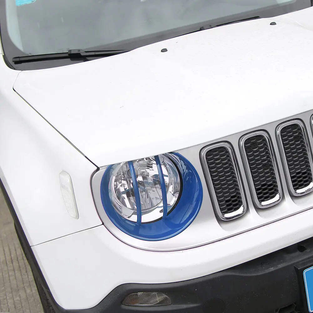 For 2015-2018 Jeep Renegade Exterior Head Light Lamp Guards Bezels Trim - Image 2