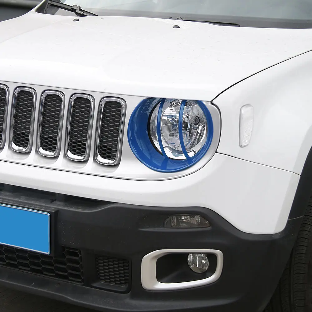 For 2015-2018 Jeep Renegade Exterior Head Light Lamp Guards Bezels Trim - Image 3