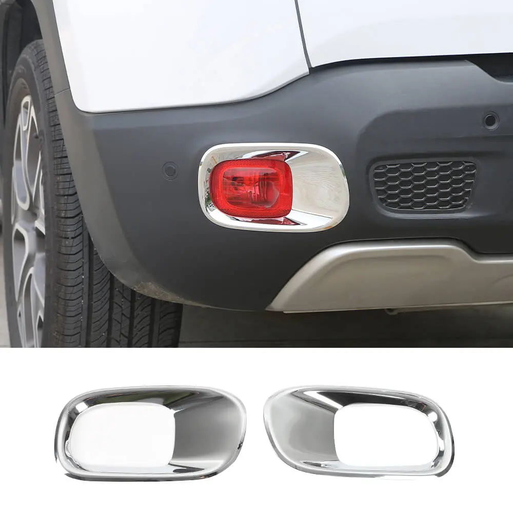For 2015+ Jeep Renegade Rear Tail Fog Light Lamp Bezels Trim Frame - Image 11