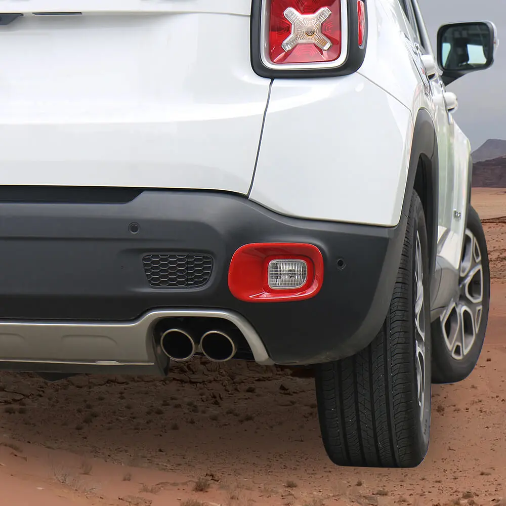For 2015+ Jeep Renegade Rear Tail Fog Light Lamp Bezels Trim Frame - Image 2