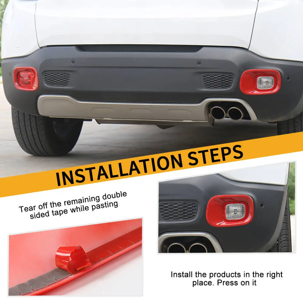 For 2015+ Jeep Renegade Rear Tail Fog Light Lamp Bezels Trim Frame - Image 4