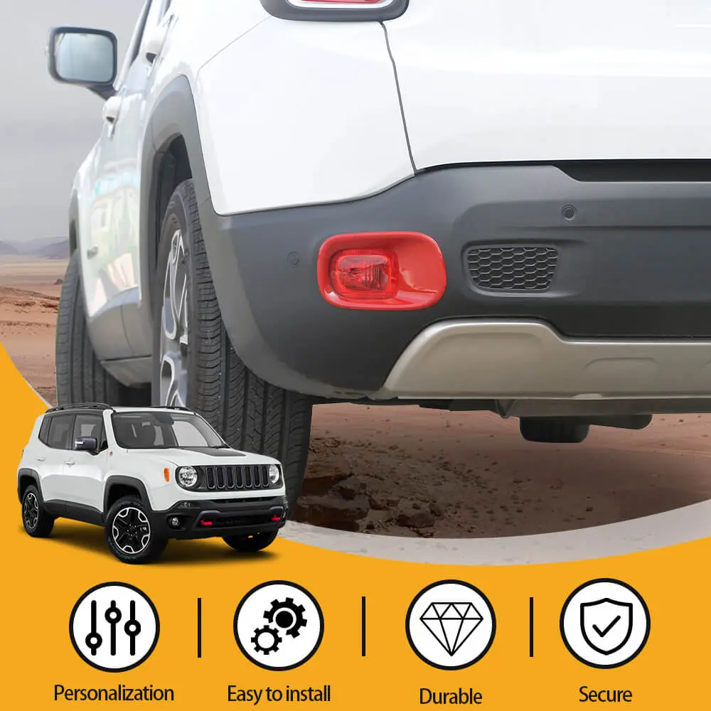 For 2015+ Jeep Renegade Rear Tail Fog Light Lamp Bezels Trim Frame - Image 6