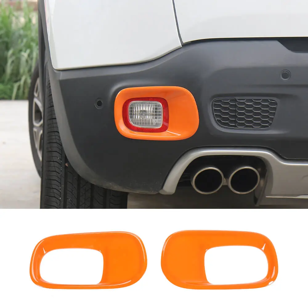 For 2015+ Jeep Renegade Rear Tail Fog Light Lamp Bezels Trim Frame - Image 8