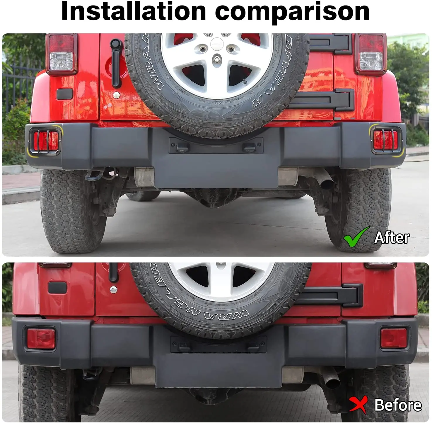 For 2007-2018 Jeep Wrangler JK Rear Bumper Fog Light Guards - Image 3