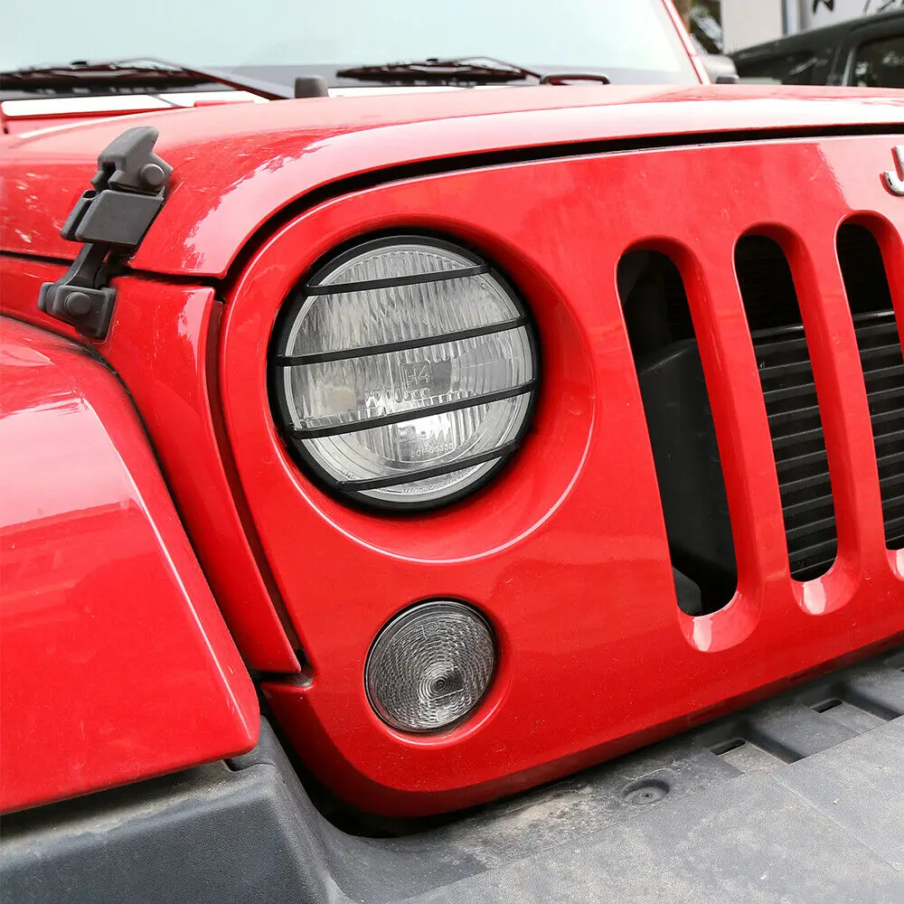For 2007-2018 Jeep Wrangler JK JKU Front Headlight Guards Trim Protector Black - Image 2