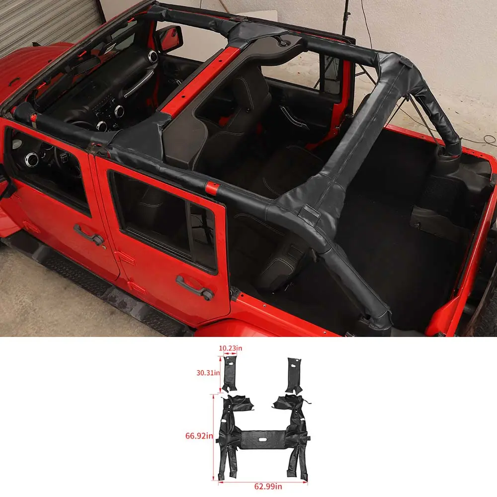 For 2007-2018 Jeep Wrangler JK Leather Anti-scratch Roll Bar Protector Cover 2/4-Door - Image 9