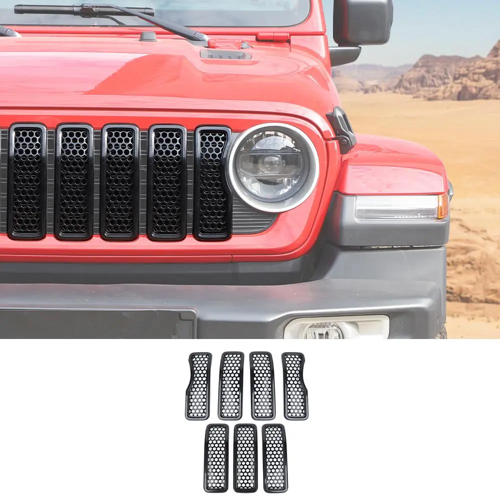 For 2024+ Jeep Wrangler JL/Gladiator JT Upgrade Front Honeycomb Mesh Grille Inserts Trim - Image 10