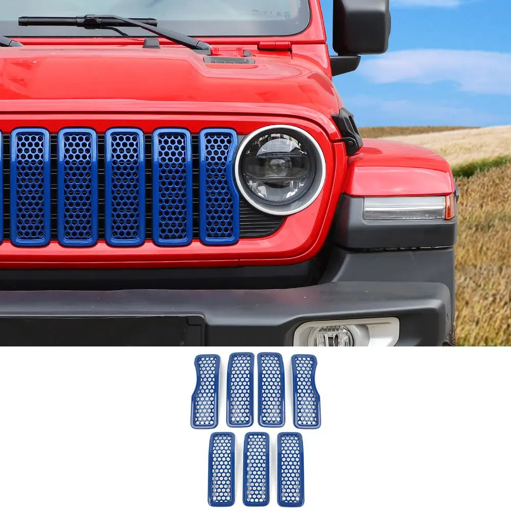 For 2024+ Jeep Wrangler JL/Gladiator JT Upgrade Front Honeycomb Mesh Grille Inserts Trim - Image 11