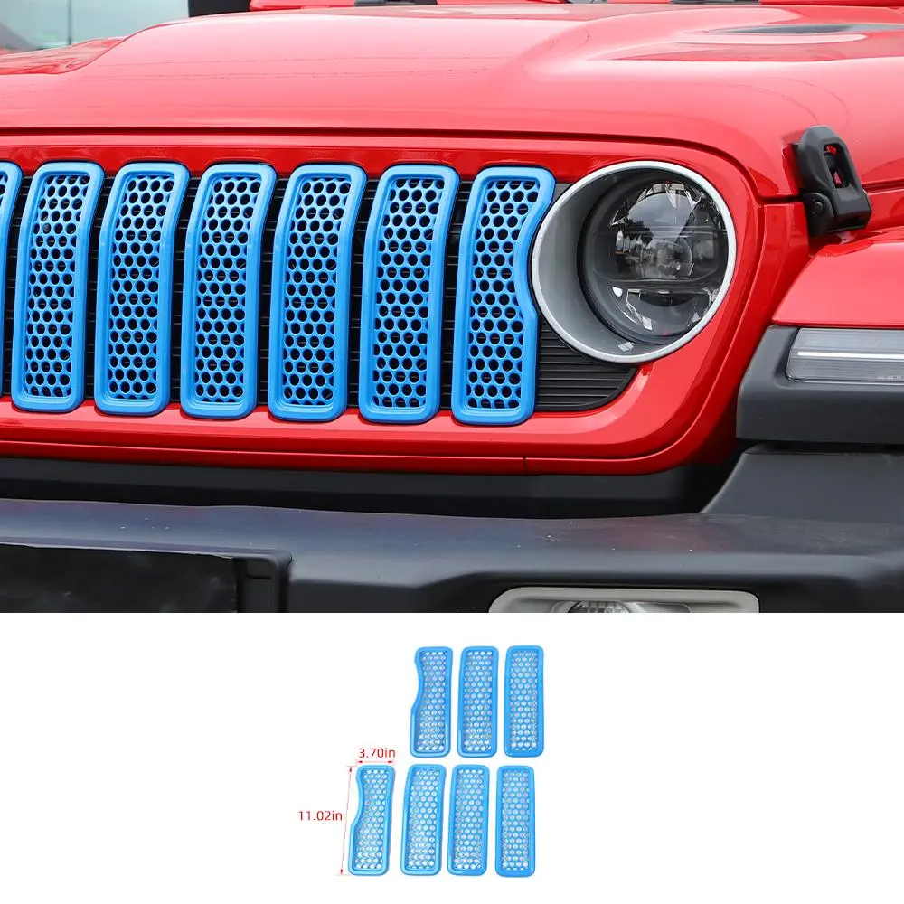 For 2024+ Jeep Wrangler JL/Gladiator JT Upgrade Front Honeycomb Mesh Grille Inserts Trim - Image 16