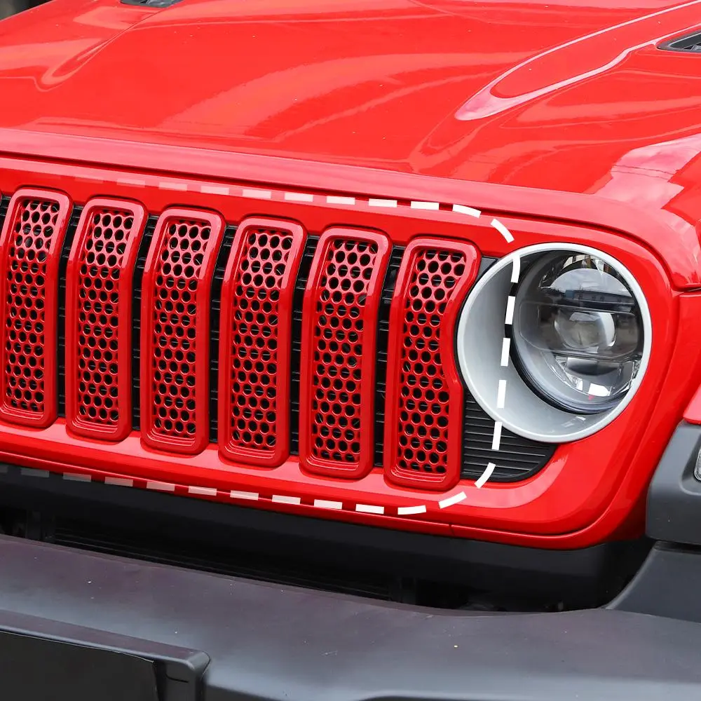 For 2024+ Jeep Wrangler JL/Gladiator JT Upgrade Front Honeycomb Mesh Grille Inserts Trim - Image 4