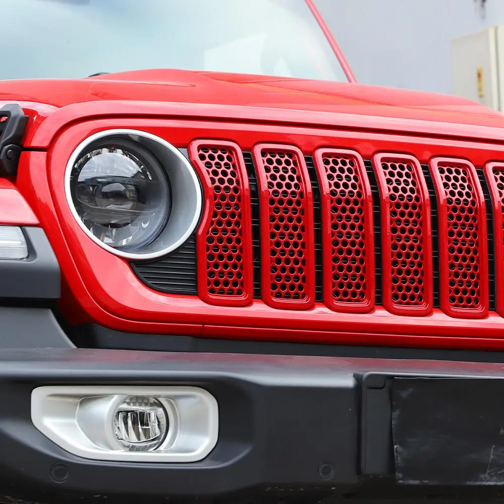 For 2024+ Jeep Wrangler JL/Gladiator JT Upgrade Front Honeycomb Mesh Grille Inserts Trim - Image 5