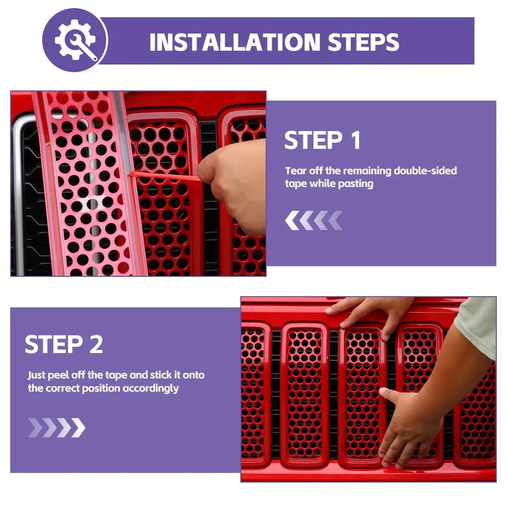 For 2024+ Jeep Wrangler JL/Gladiator JT Upgrade Front Honeycomb Mesh Grille Inserts Trim - Image 6